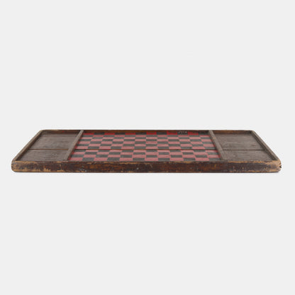 Antique Hand Painted Wood Checkerboard - Red