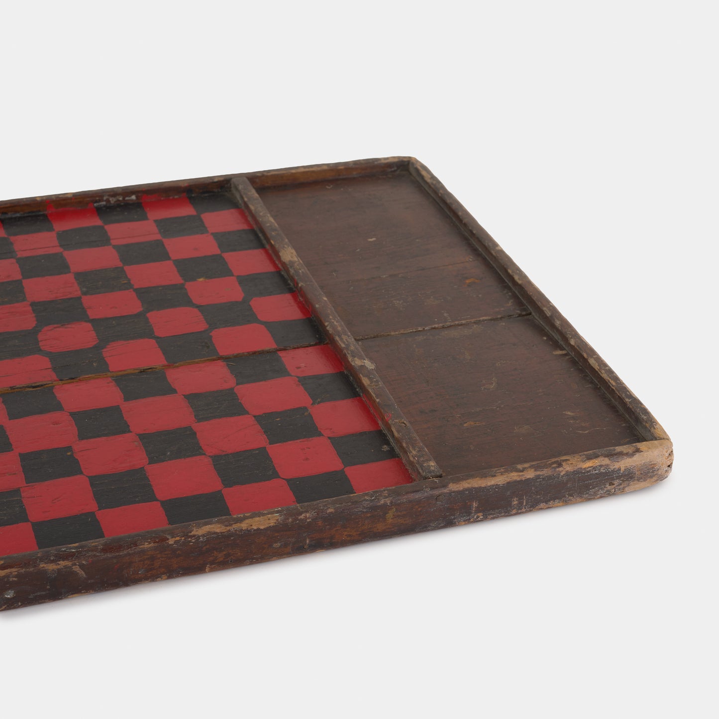 Antique Hand Painted Wood Checkerboard - Red