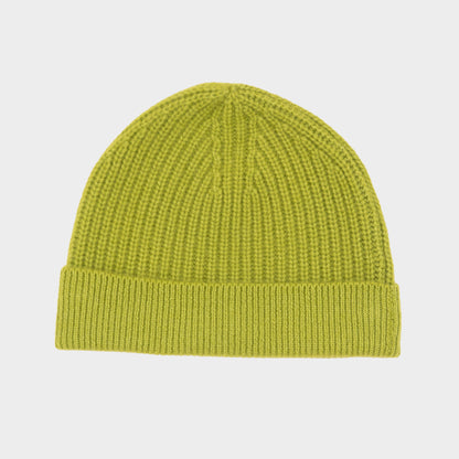Himalayan Cashmere Fisherman Ribbed Beanie - Arboretum Palette