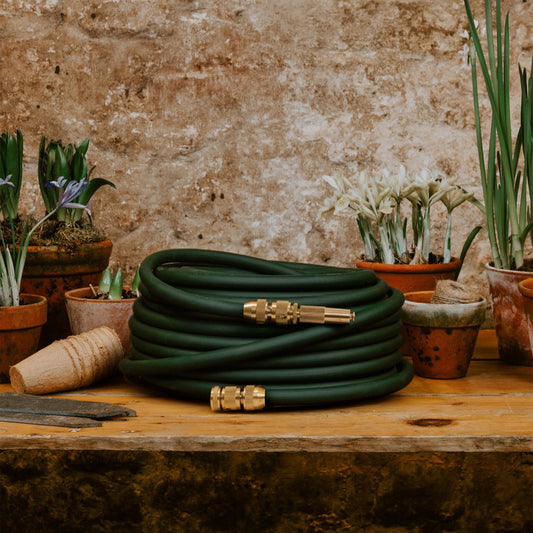 English Garden Hose with Brass Nozzle