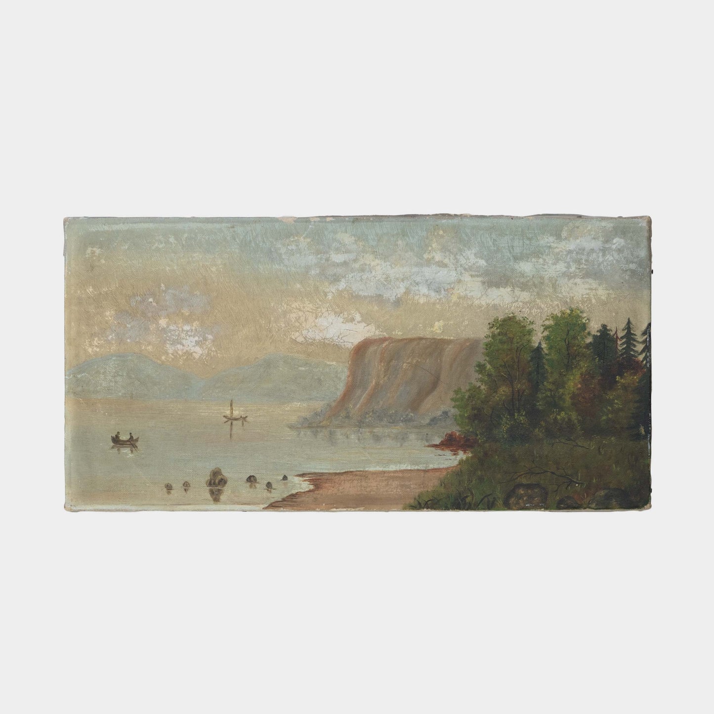 Antique Cliffside Oil Painting