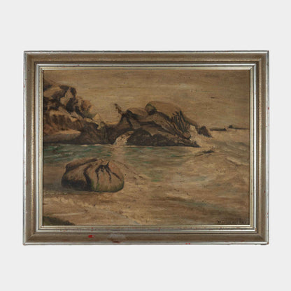 Vintage Coastal Landscape Oil on Board, California