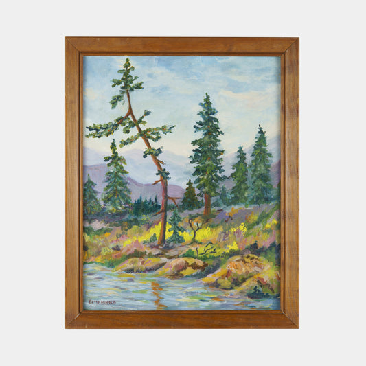 Vintage Forest Landscape Painting