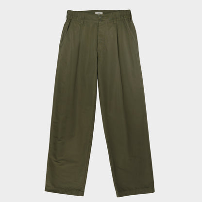 Grosgrain Cordura Relaxed Pleated Trouser in Olive