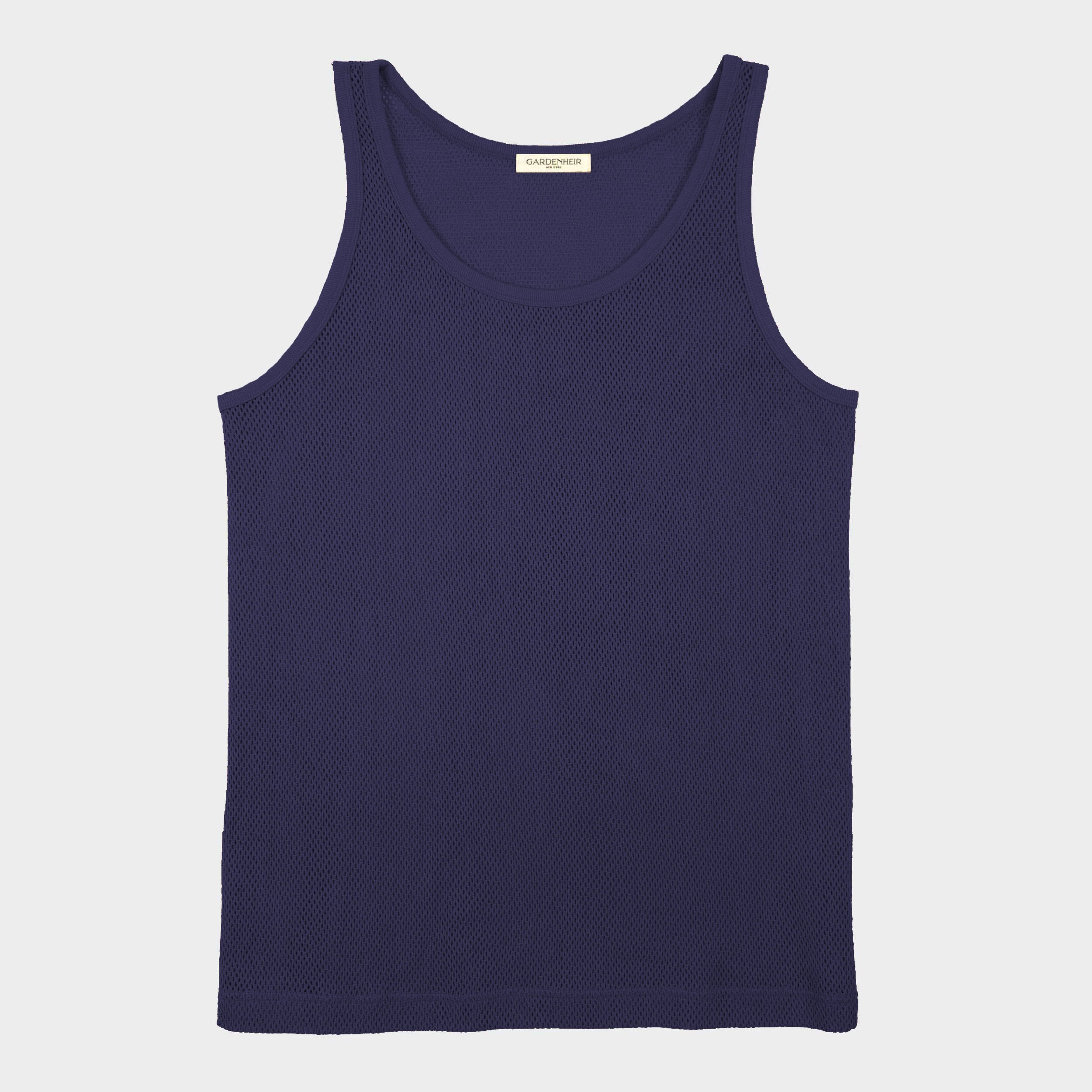 Cotton Mesh Tank Top in Blueberry