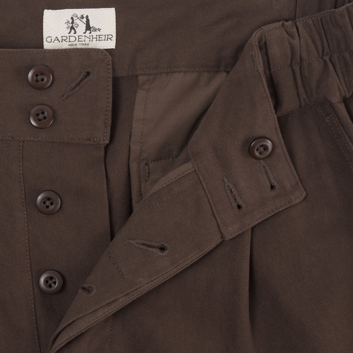 Cotton Twill Relaxed Pleated Trouser in Mud
