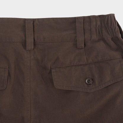 Cotton Twill Relaxed Pleated Trouser in Mud