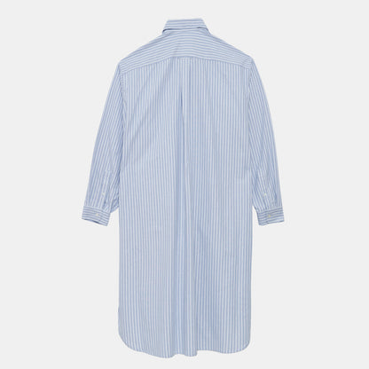 Cotton Oxford Long Gardening Chemise in Blue Stripe