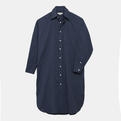 Cotton Oxford Long Gardening Chemise in Navy