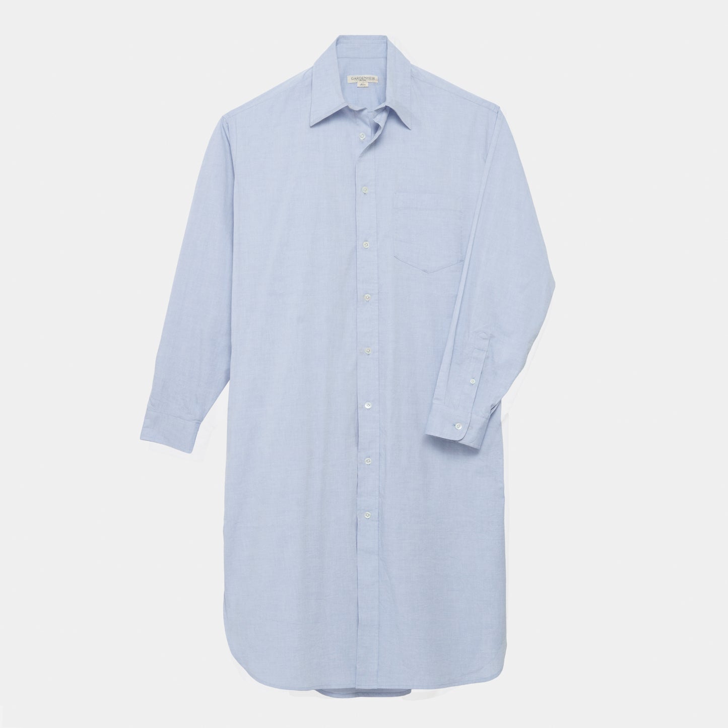 Cotton Oxford Long Gardening Chemise in Oxford Blue