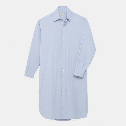 Cotton Oxford Long Gardening Chemise in Oxford Blue