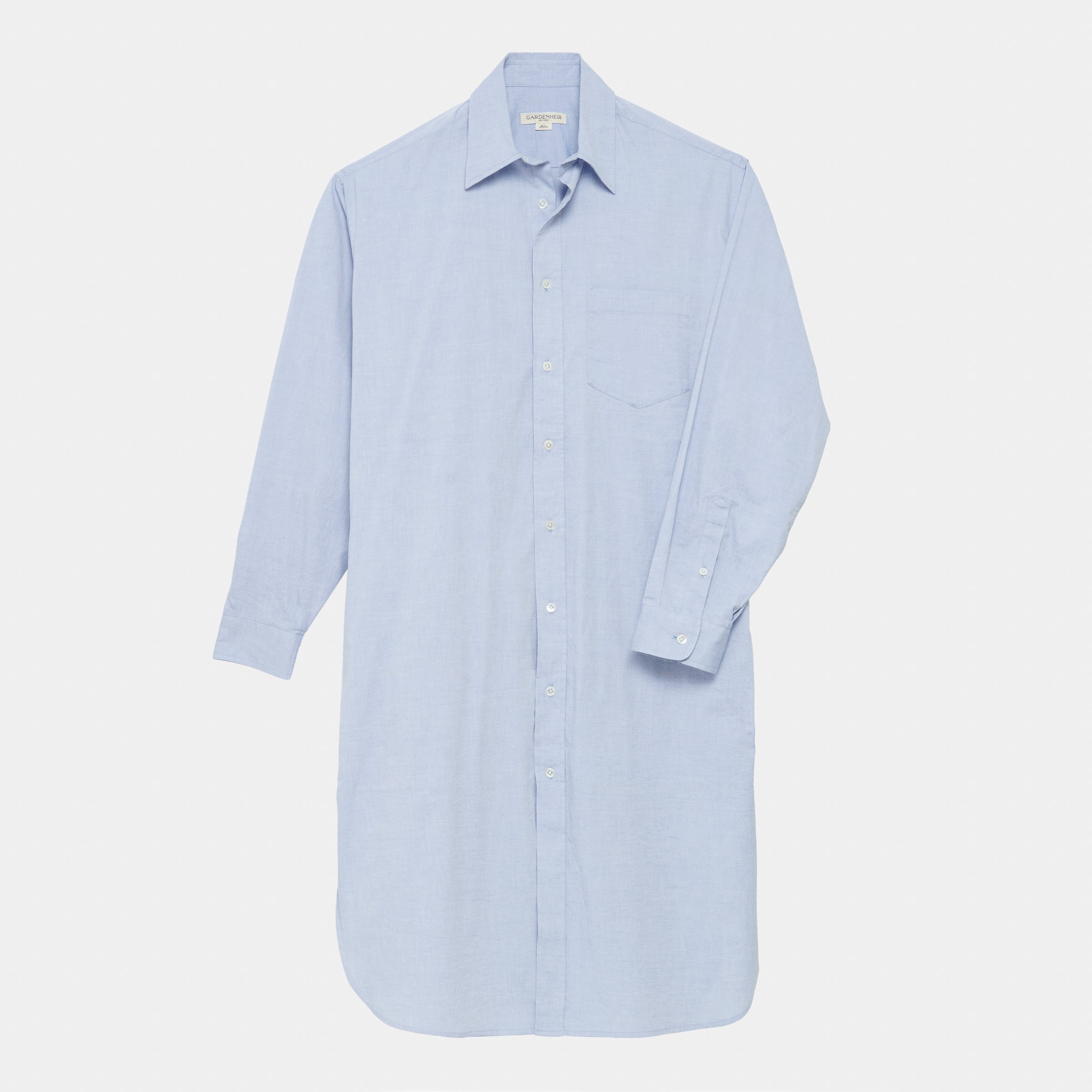 Cotton Oxford Long Gardening Chemise in Oxford Blue