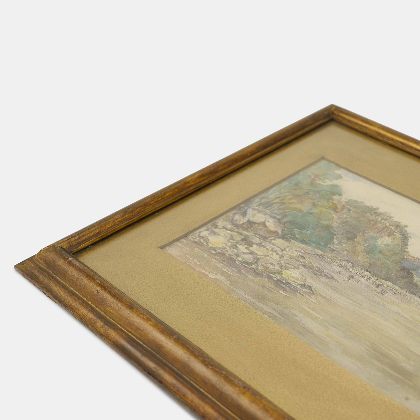 Antique Watercolor of Cliffside Cove, Early 1900s