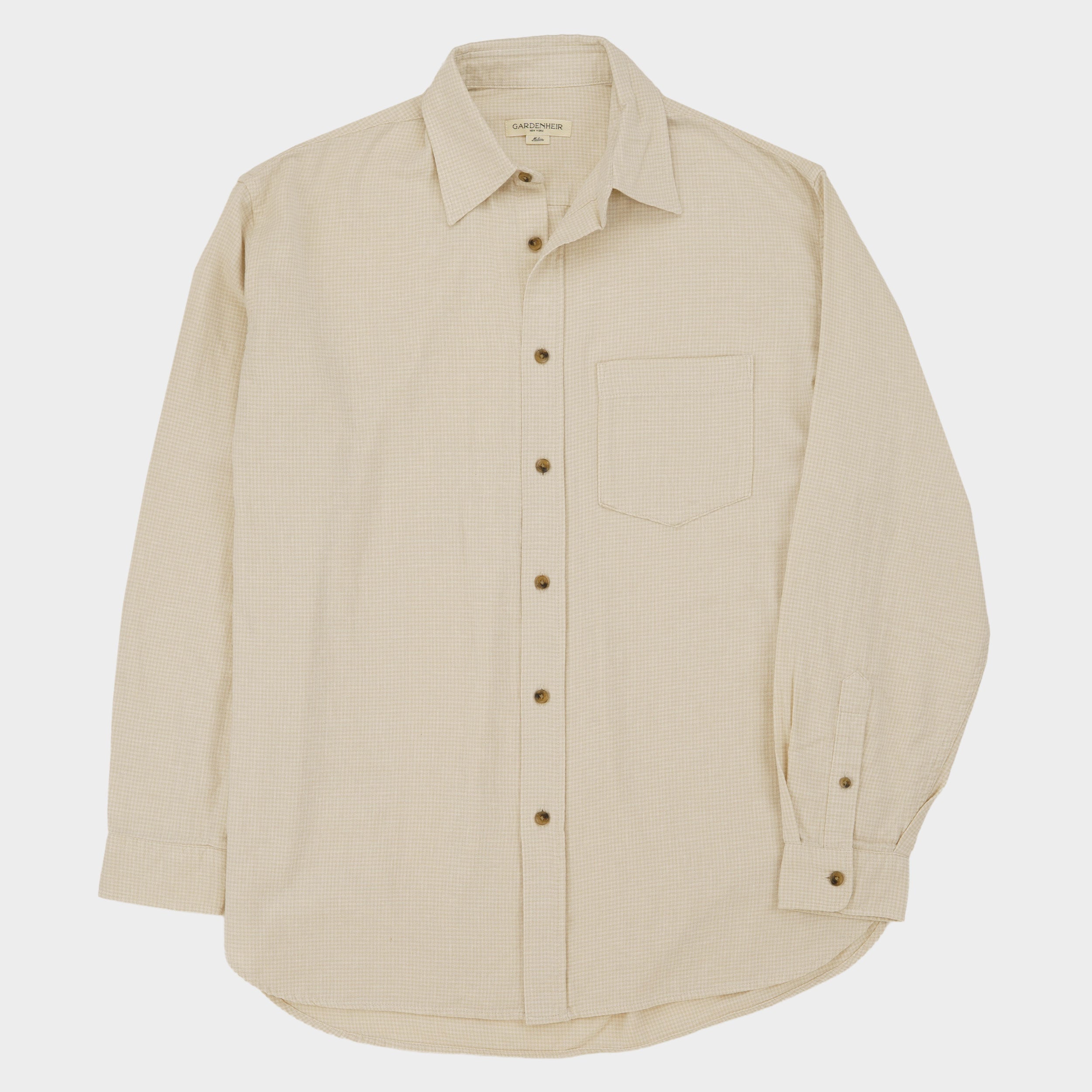 Gardening Chemise in Organic Flannel Houndstooth - Cream