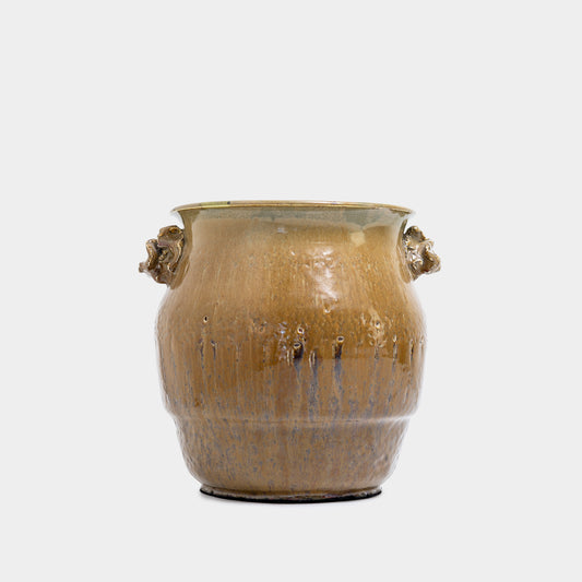 Vintage Ceramic Vase/Confit Pot with Rosette Handles