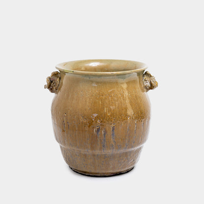 Vintage Ceramic Vase/Confit Pot with Rosette Handles