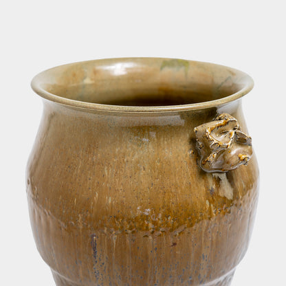 Vintage Ceramic Vase/Confit Pot with Rosette Handles