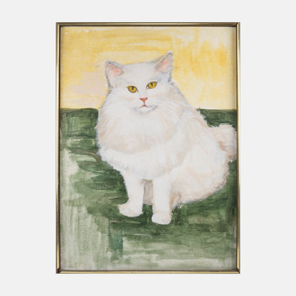 Vintage Cat Portrait Painting, 1970s