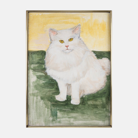 Vintage Cat Portrait Painting, 1970s
