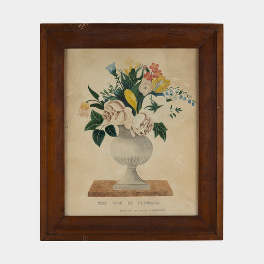 Antique "Vase of Flowers" Botanical Watercolor