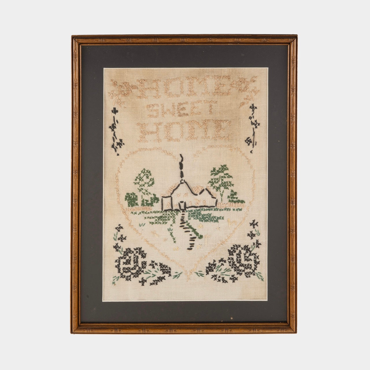 Antique "Home Sweet Home" Framed Embroidery