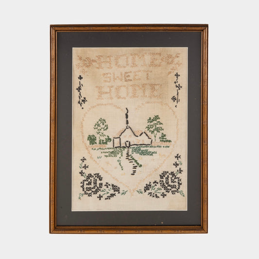 Antique "Home Sweet Home" Framed Embroidery