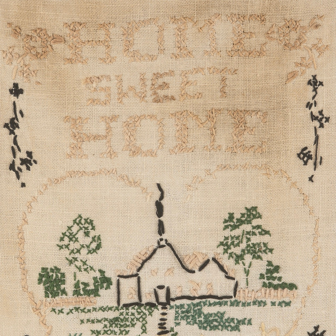 Antique "Home Sweet Home" Framed Embroidery