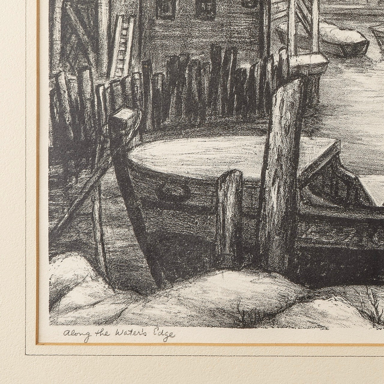Vintage Litho Harbor Scene, 1940s. New York