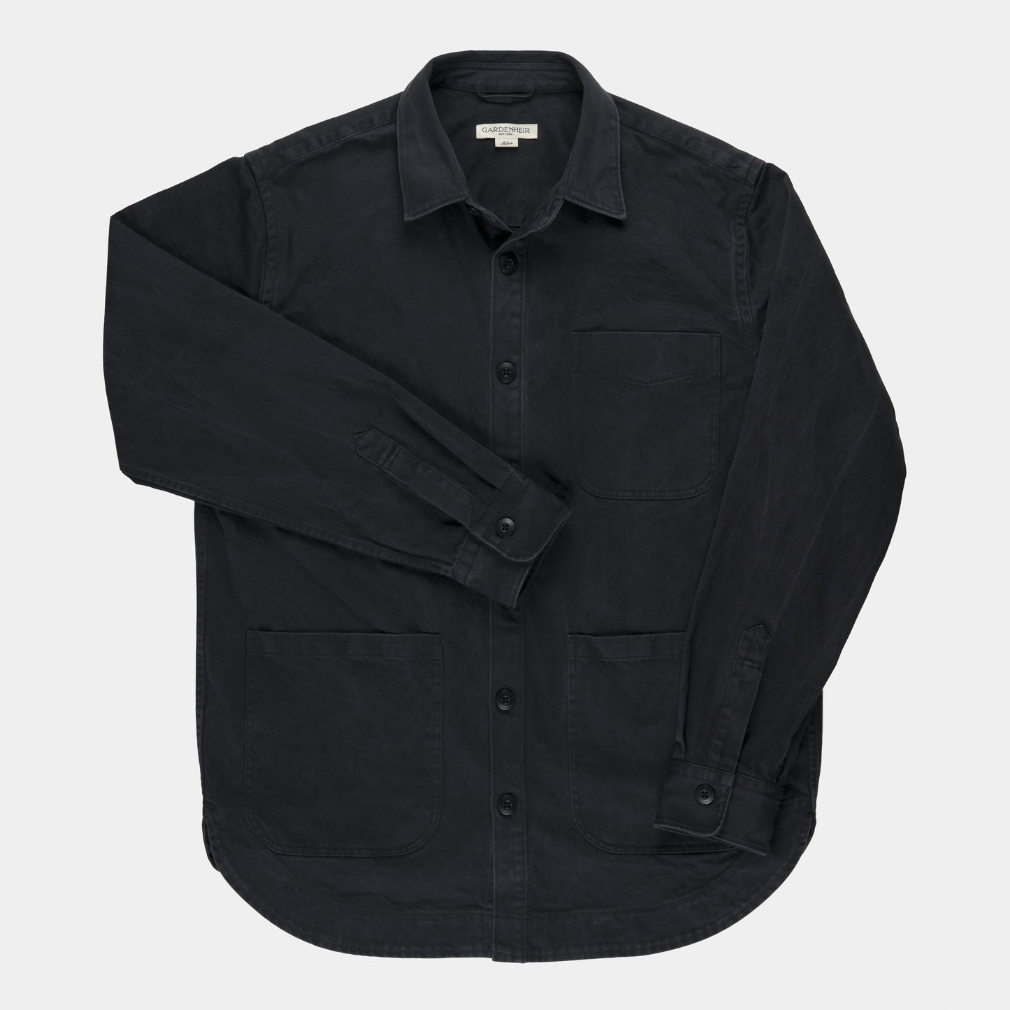 Organic Cotton Moleskin Chore Shirt in Stonewashed Black