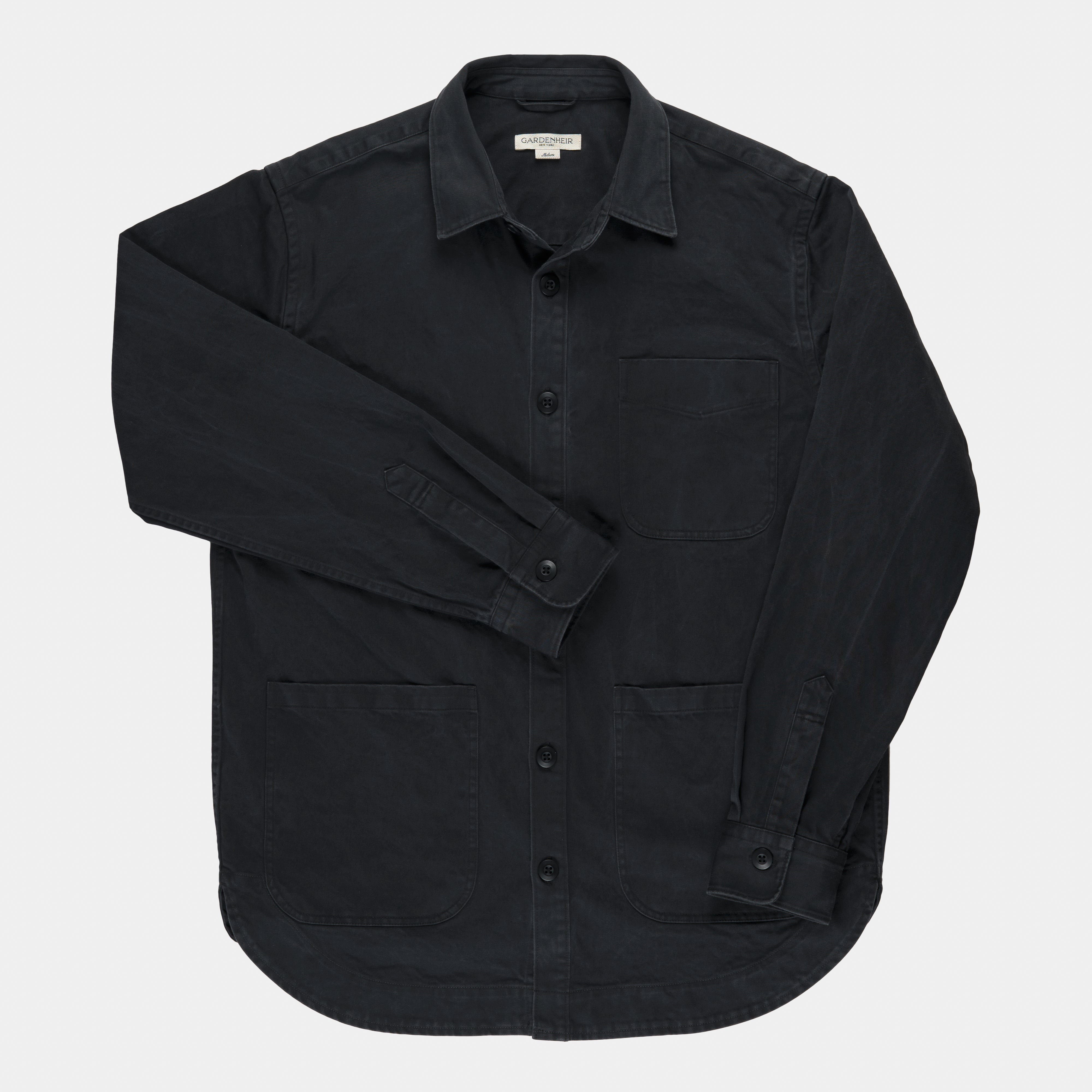 Organic Cotton Moleskin Chore Shirt in Stonewashed Black