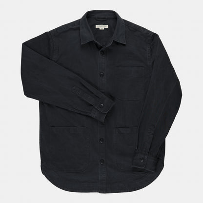Organic Cotton Moleskin Chore Shirt in Stonewashed Black