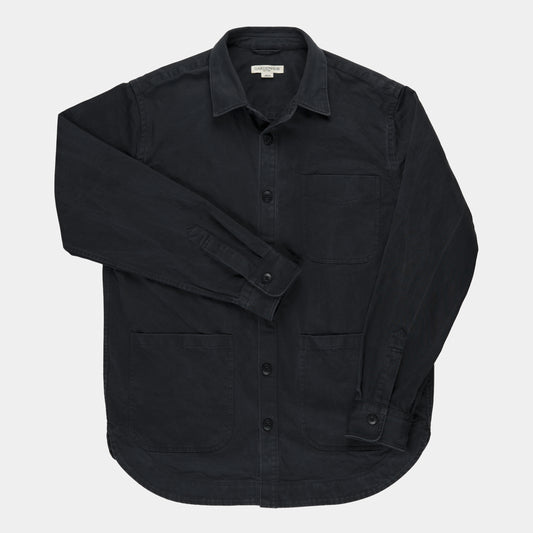 Organic Cotton Moleskin Chore Shirt in Stonewashed Black