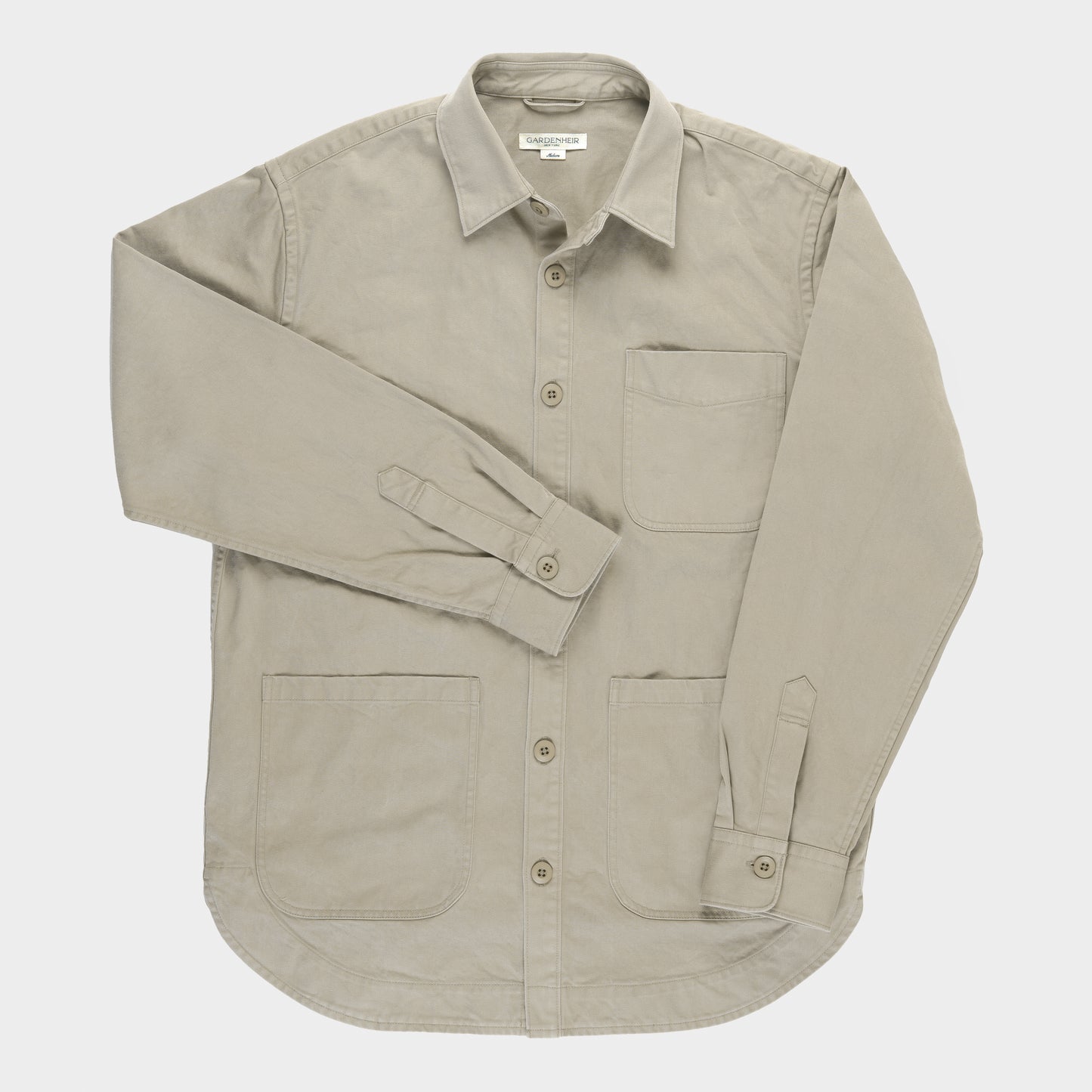 Organic Cotton Moleskin Chore Shirt in Stonewashed Khaki