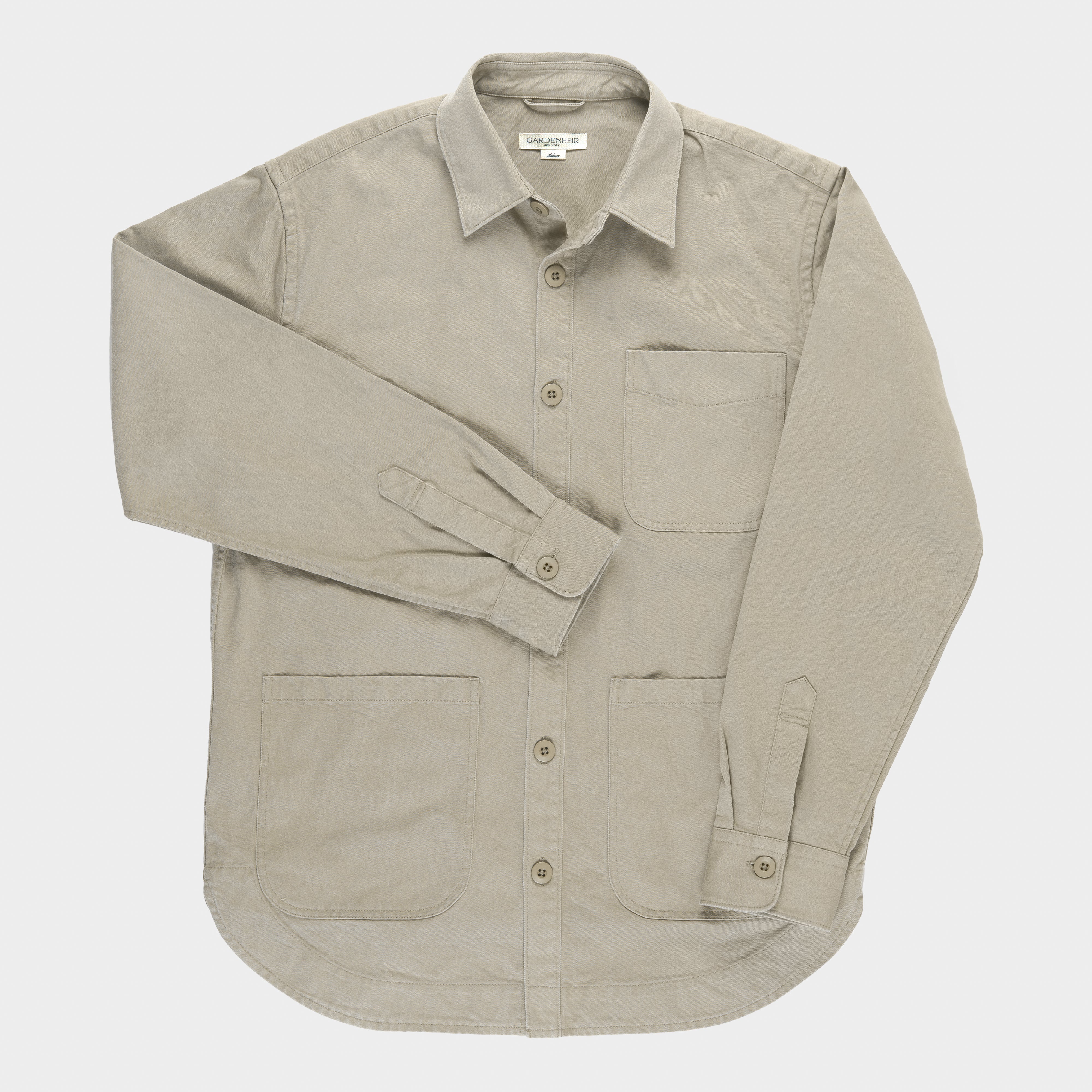 Organic Cotton Moleskin Chore Shirt in Stonewashed Khaki
