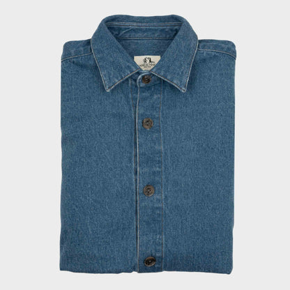 Japanese Denim Overshirt with Pockets in Dark Denim