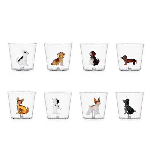 Italian Dog Glass Tumbler Set