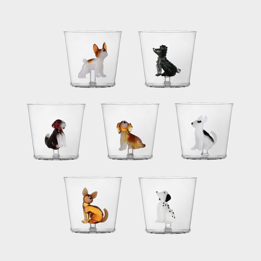 Italian Dog Glass Tumbler Set