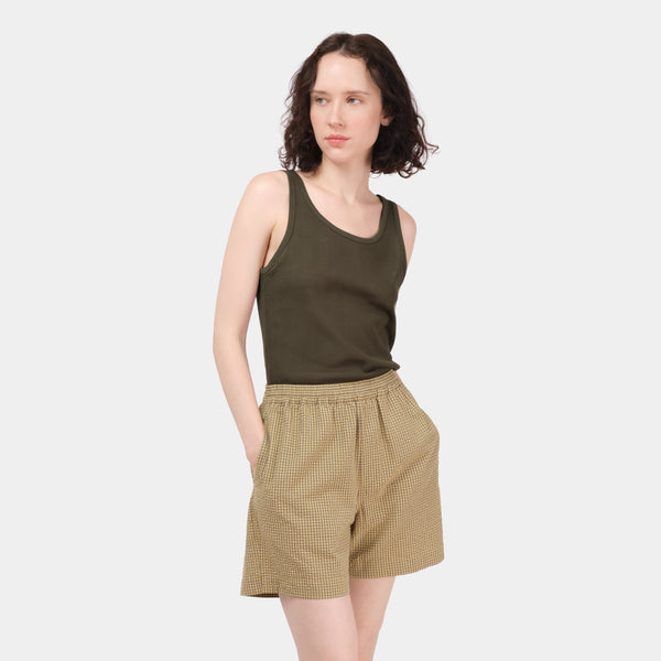 Cotton Mesh Tank Top in Drab Olive – Gardenheir