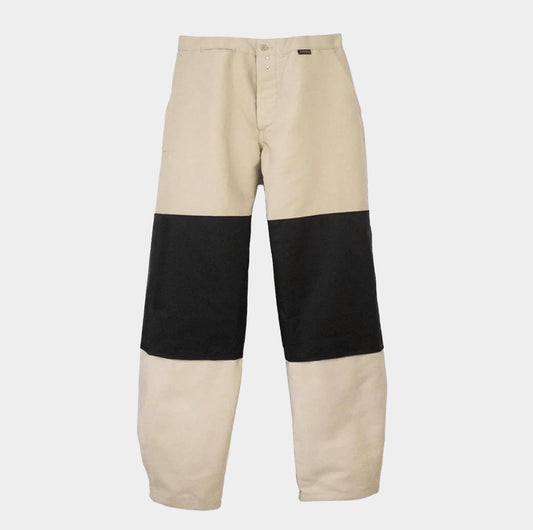 Le Laboureur French Cotton Moleskin Farm Pant in Dune/ Black