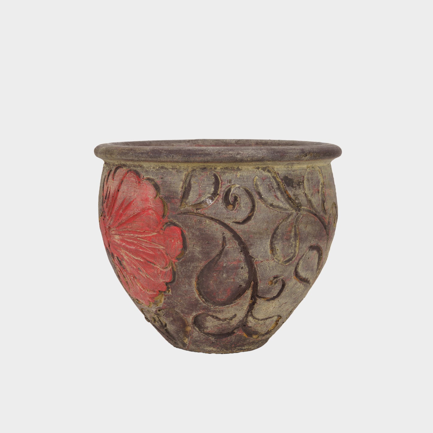 Vintage Arts and Crafts Pot with Poppy Motif
