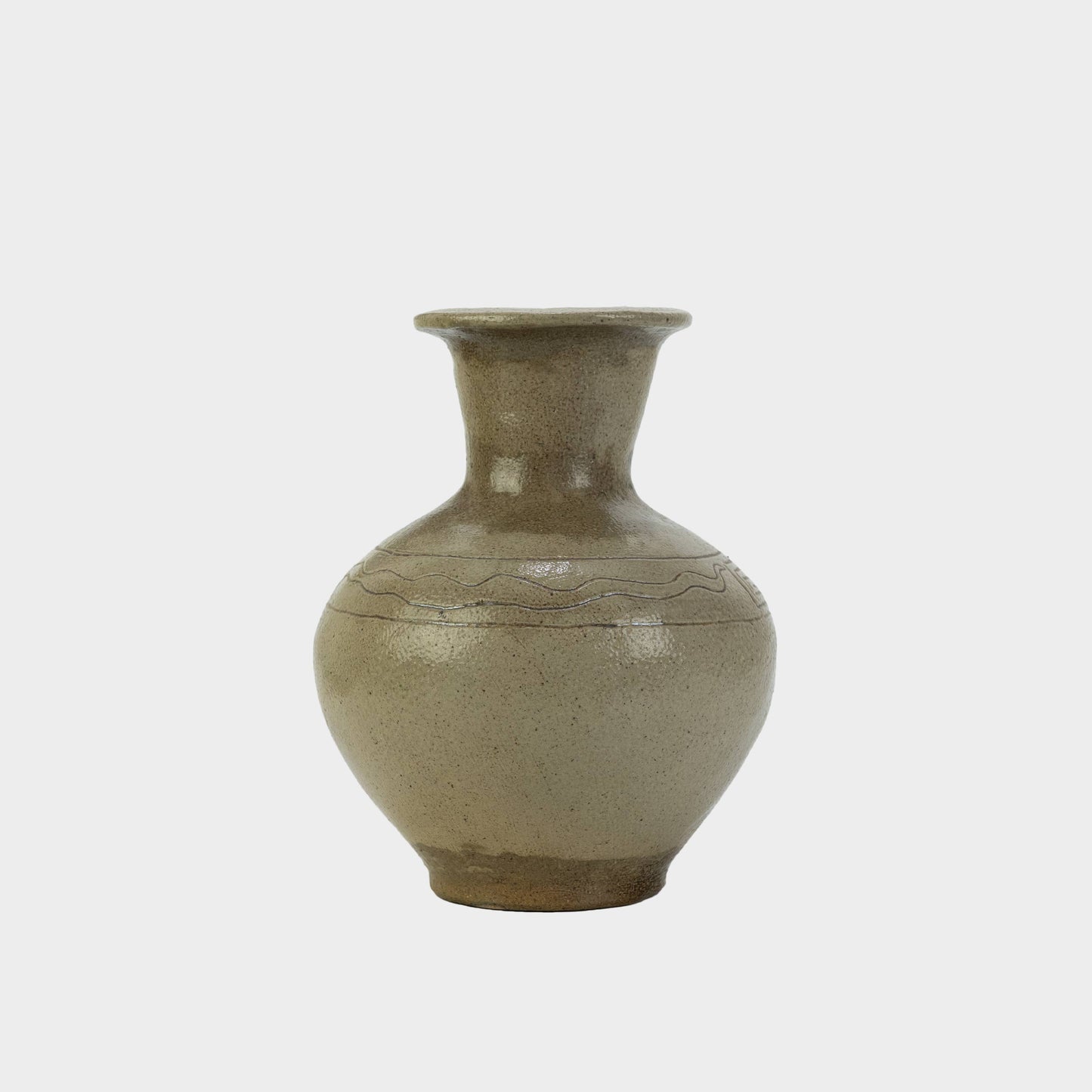 Vintage Etched Stoneware Vase