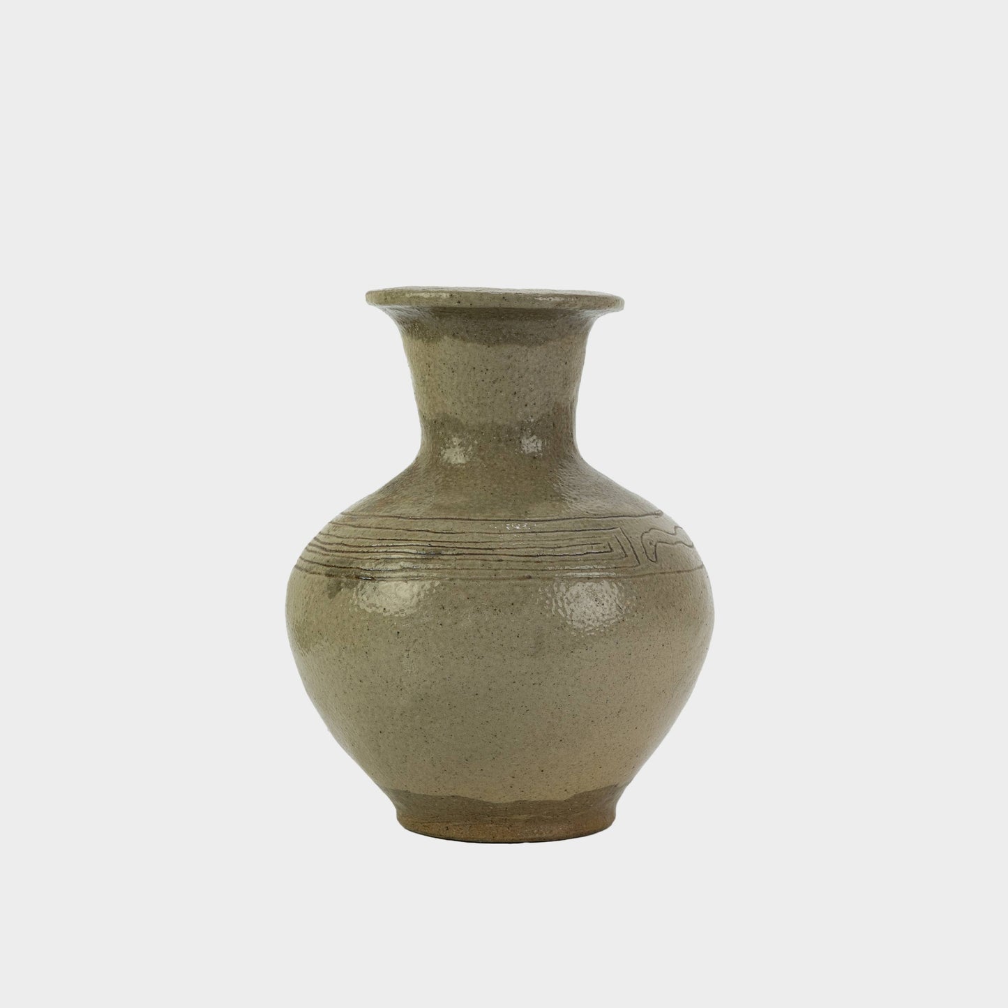 Vintage Etched Stoneware Vase