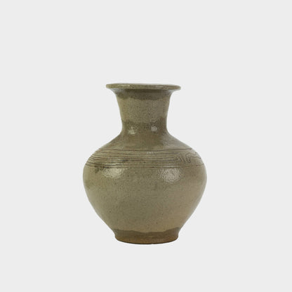 Vintage Etched Stoneware Vase