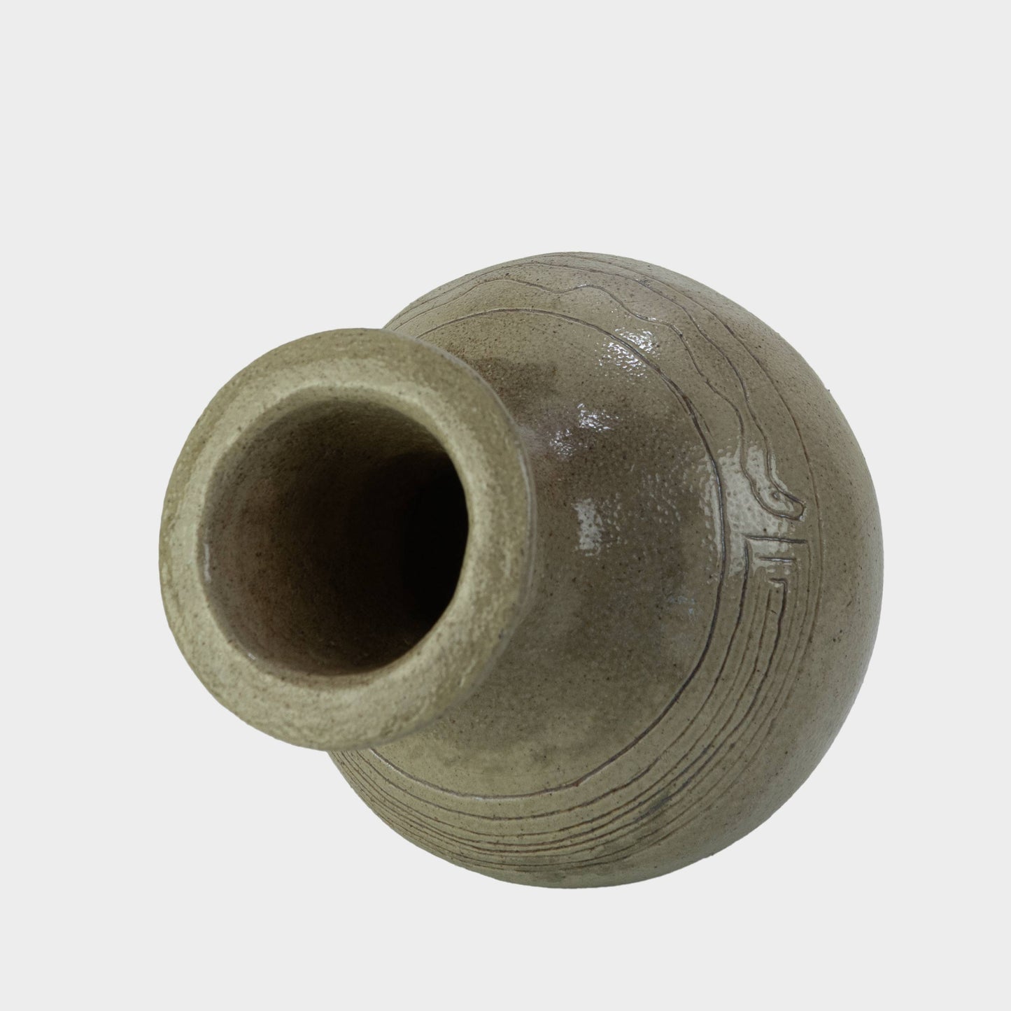 Vintage Etched Stoneware Vase