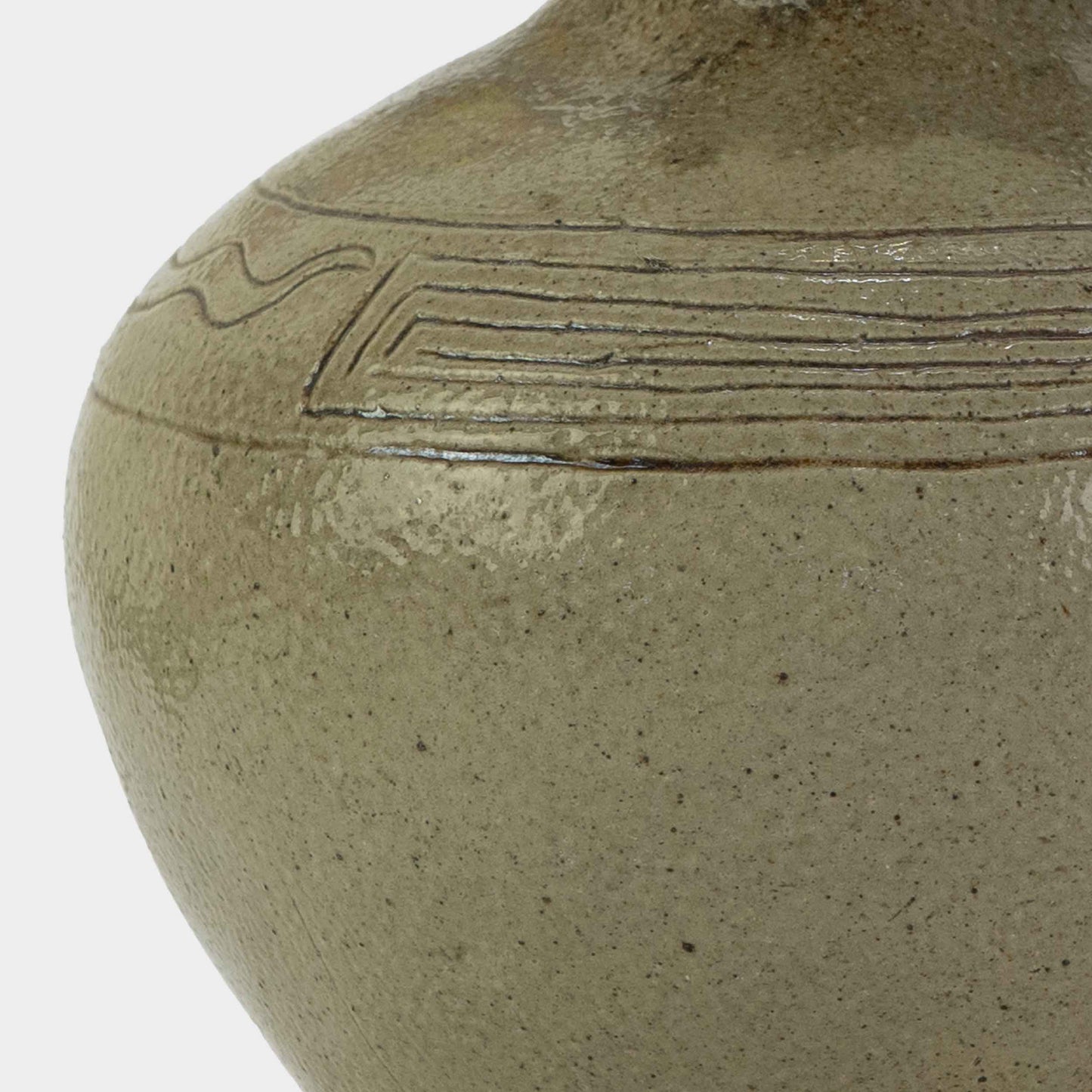 Vintage Etched Stoneware Vase