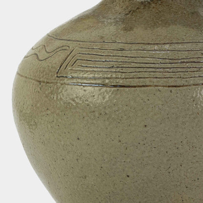 Vintage Etched Stoneware Vase