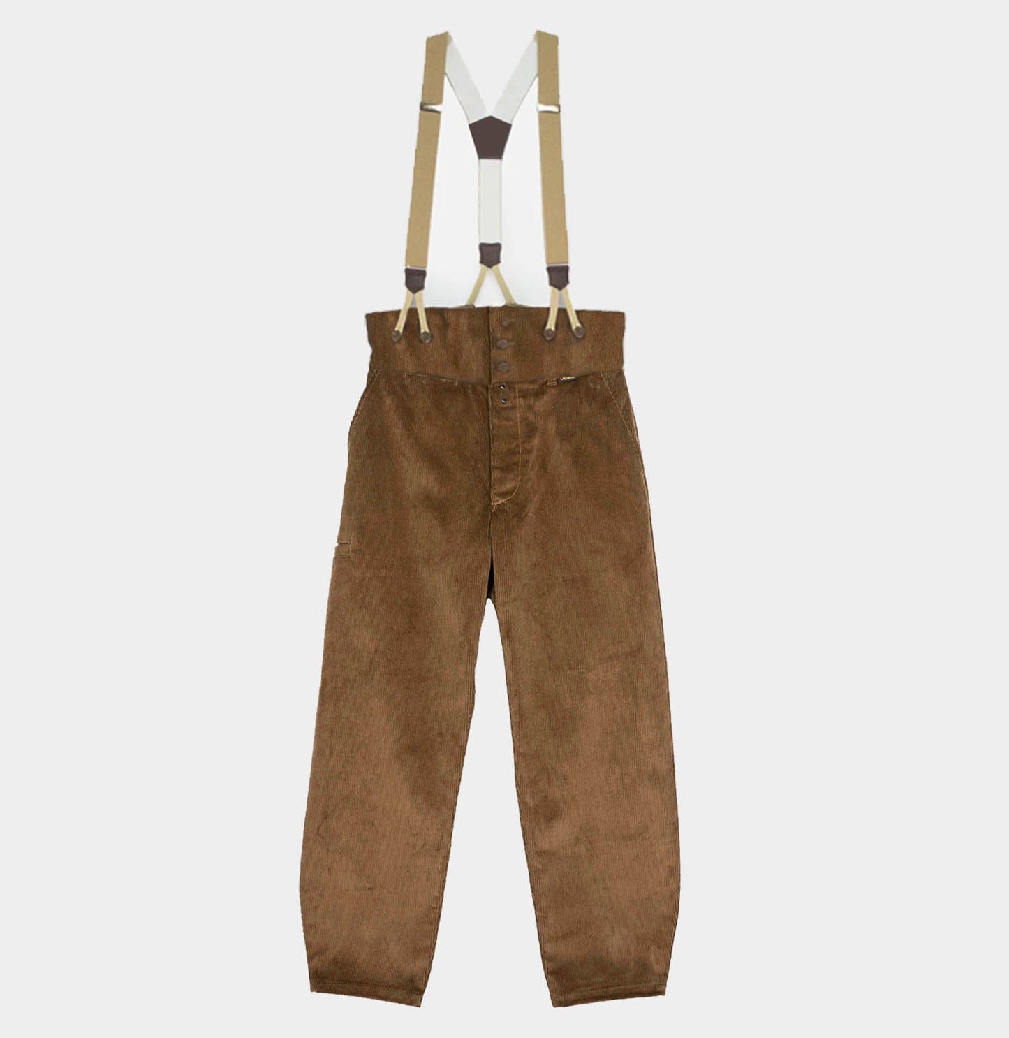 Le Laboureur Corduroy French Farm Pant with Braces in Hazelnut