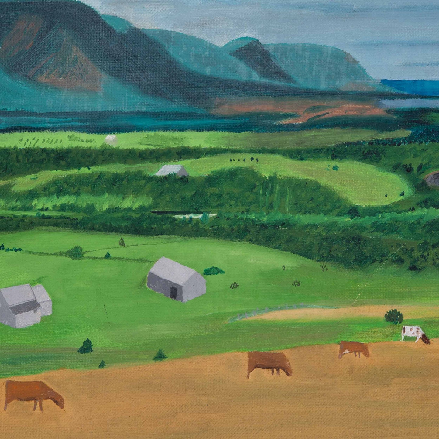 Vintage Painting of Mountain Farmstead, 1962