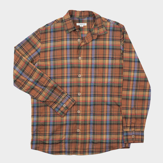 Japanese Brushed Twill Button Down with Patch Pockets in Scout Plaid