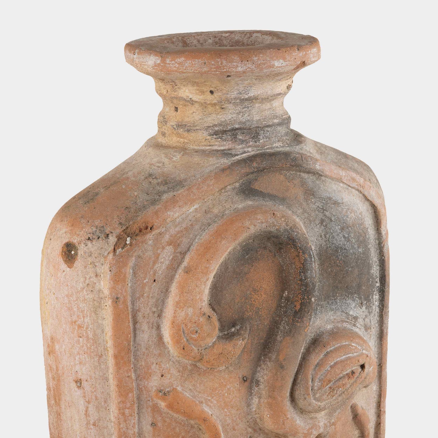 Vintage Large Terracotta Vase with Flamingo Relief